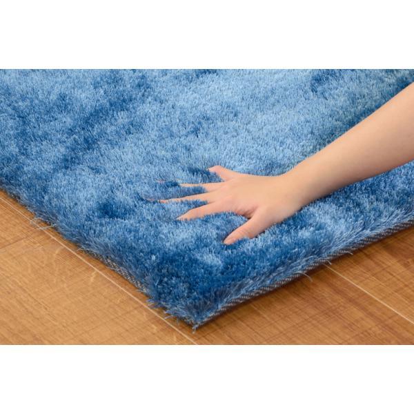 シャギーラグ マット ブルー ブラウン 約W90×D130 ラグマット 絨毯 ラグ マット カーペット 90×130cm シャギー 滑り止め加工 おしゃれ 北欧 かわいい ナチュラル デザインラグ ブラウン ブルー グリーン azu-rg-22の画像
