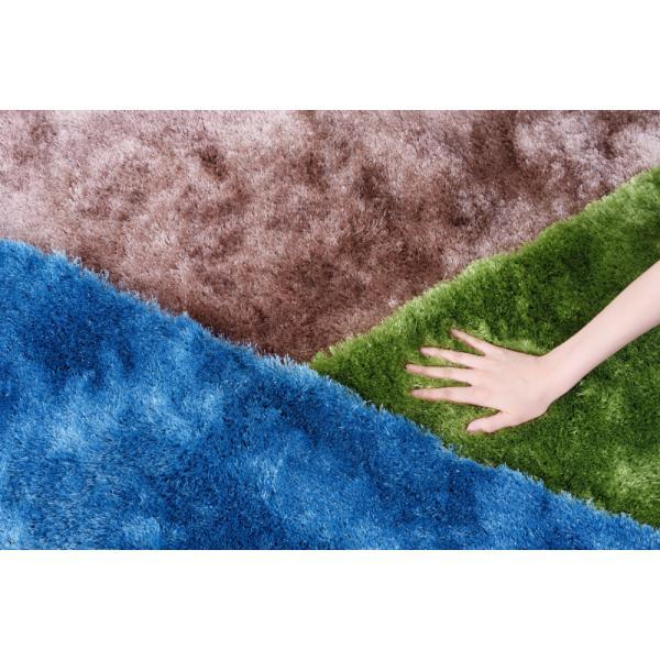シャギーラグ マット ブルー ブラウン 約W90×D130 ラグマット 絨毯 ラグ マット カーペット 90×130cm シャギー 滑り止め加工 おしゃれ 北欧 かわいい ナチュラル デザインラグ ブラウン ブルー グリーン azu-rg-22の画像