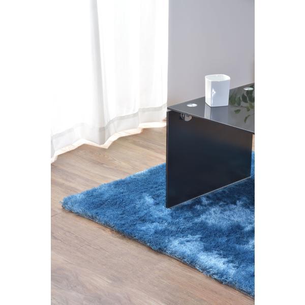 シャギーラグ マット ブルー ブラウン 約W90×D130 ラグマット 絨毯 ラグ マット カーペット 90×130cm シャギー 滑り止め加工 おしゃれ 北欧 かわいい ナチュラル デザインラグ ブラウン ブルー グリーン azu-rg-22の画像