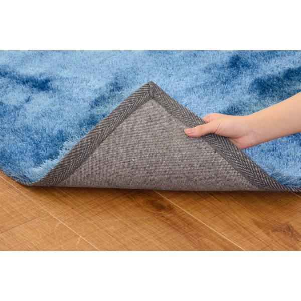 シャギーラグ マット ブルー ブラウン 約W90×D130 ラグマット 絨毯 ラグ マット カーペット 90×130cm シャギー 滑り止め加工 おしゃれ 北欧 かわいい ナチュラル デザインラグ ブラウン ブルー グリーン azu-rg-22の画像