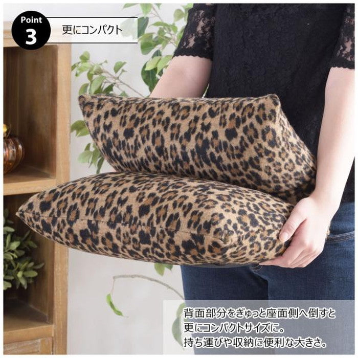カックンリクライナー 座椅子 ブラウン グレー W38×D38/45×H36×SH12 座椅子 フロアチェア アニマル柄 ボリューム もこもこ座椅子 プチ座椅子 折りたたみ式 枕座椅子 コンパクト 動物柄 ミニ キッズ ふかふか かわいい おしゃれ azu-rkc-727の画像
