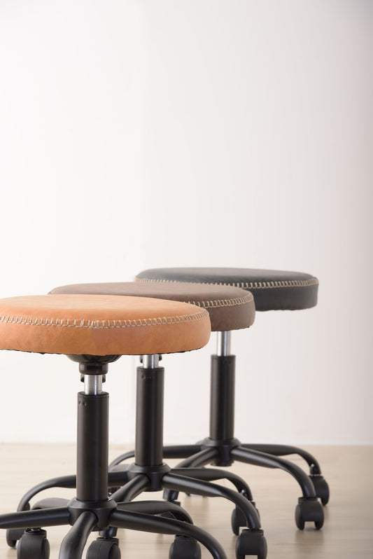 ラルフ スツール ブラック ブラウン キャメル W51×D51×H44.5-56.6  azu-rp-10の画像