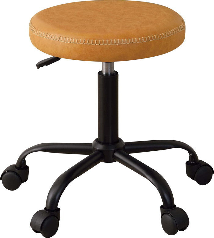 ラルフ スツール ブラック ブラウン キャメル W51×D51×H44.5-56.6  azu-rp-10の画像