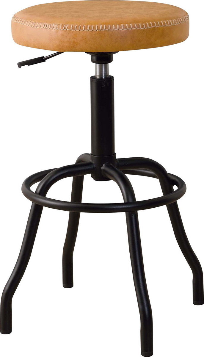 ラルフ ハイスツール ブラック ブラウン キャメル W47×D47×H67-79  azu-rp-11の画像