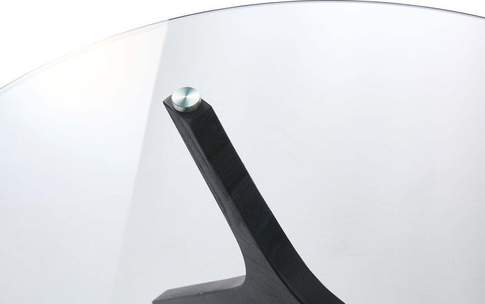 ラウンドガラステーブル ブラック ナチュラル W80×D80×H38  azu-rto-112の画像