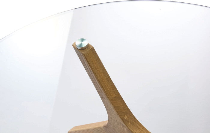 ラウンドガラステーブル ブラック ナチュラル W80×D80×H38  azu-rto-112の画像