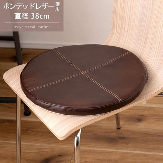 シートクッション ブラウン W38×D38×H3 シートクッション クッション 椅子用クッション 座面クッション ボンデッドレザー レザークッション ヴィンテージ おしゃれ azu-sc-10の画像