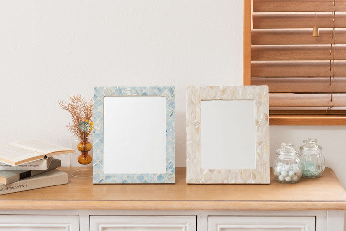 ミラー ブルー ホワイト W25×D21×H2  azu-sly-602の画像