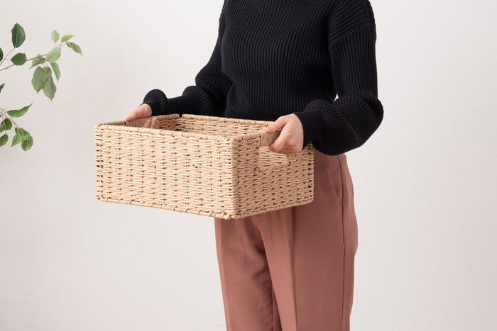 ペーパーコードバスケットM ナチュラル ナチュラル ナチュラル W37×D26×H16  azu-sly-607mの画像