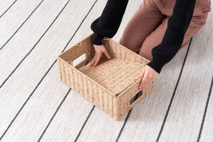 ペーパーコードバスケットM ナチュラル ナチュラル ナチュラル W37×D26×H16  azu-sly-607mの画像