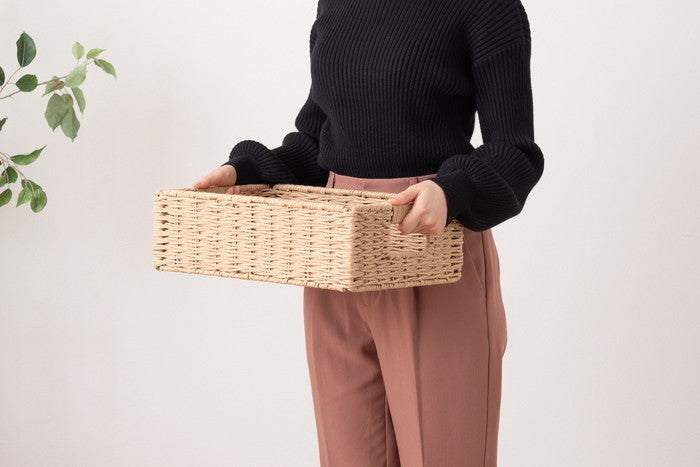 ペーパーコードバスケットS ナチュラル ナチュラル ナチュラル W37×D26×H12  azu-sly-607sの画像