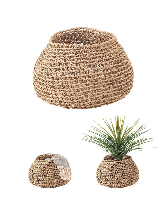 ペーパーコードバスケット ナチュラル W34×D34×H25  azu-sly-608の画像