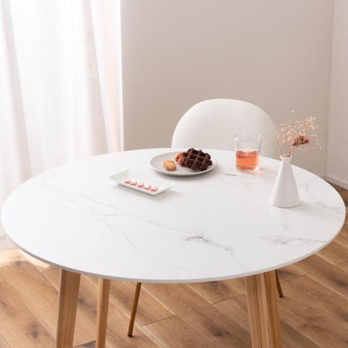 ラウンドテーブル グレー ホワイト W90×D90×H72 円形 大理石調 大理石 韓国インテリア シンプル おしゃれ スタイリッシュ 直径90cm 90×90 丸テーブル テーブル ラウンドテーブル ダイニングテーブル 机 つくえ 食卓 韓国 北欧 ストーン かわいい コンパクト グレー 灰色 ブラック 黒 azu-tap-201の画像