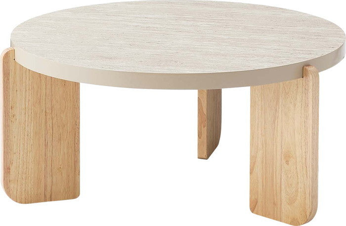 ラウンドテーブルL ベージュ ホワイト W83×D83×H38  azu-tap-312の画像