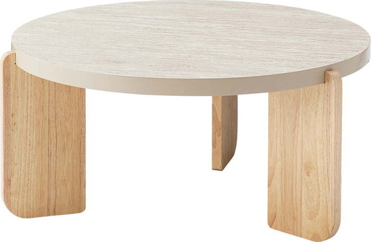 ラウンドテーブルL ベージュ ホワイト W83×D83×H38  azu-tap-312の画像