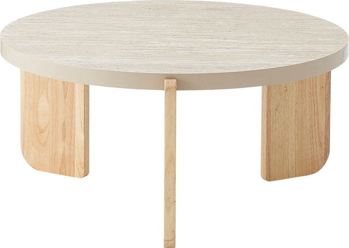 ラウンドテーブルL ベージュ ホワイト W83×D83×H38  azu-tap-312の画像