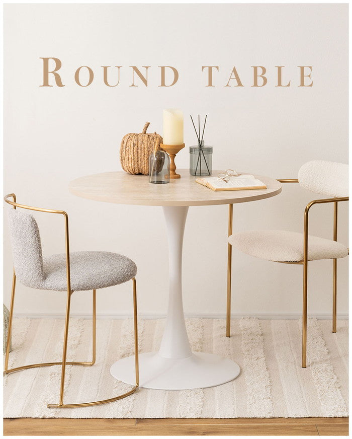 ラウンドテーブル ベージュ W80×D80×H73.5  azu-tap-317の画像