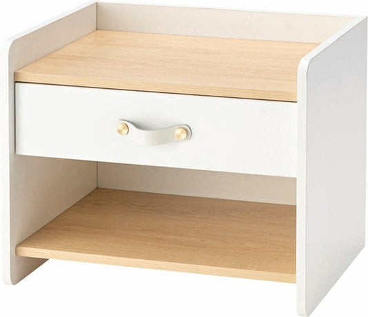  サイドチェスト ホワイト W50×D40×H40 サイドチェスト チェスト サイドテーブル ナイトテーブル ベッドサイド ベッド ソファ ドレッサー 収納 引き出し コンパクト 見せる収納 隠す収納 リビング 寝室 合皮 シンプル 北欧 おしゃれ 上品 かわいい アクセント ナチュラル ホワイト ゴールド azu-tap-401の画像