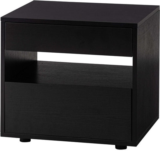  サイドチェスト ブラック ナチュラル W50×D40×H46 サイドチェスト チェスト サイドテーブル ナイトテーブル ベッドサイド ベッド ソファ 収納 2段 2段式引き出し 引き出し コンパクト 見せる収納 隠す収納 リビング 寝室 木目調 シンプル スタイリッシュ 上品 モダン 北欧 おしゃれ ブラック azu-tap-430の画像