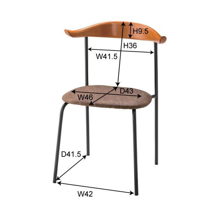 チェア ブラウン W56×D50×H78×SH46 azu-tec-62