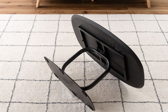 リビングテーブル ブラック ナチュラル W80×D60×H41.5  azu-tec-85の画像