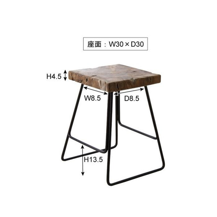 スツール ブラウン W35×D33×H47  azu-ttf-903cの画像