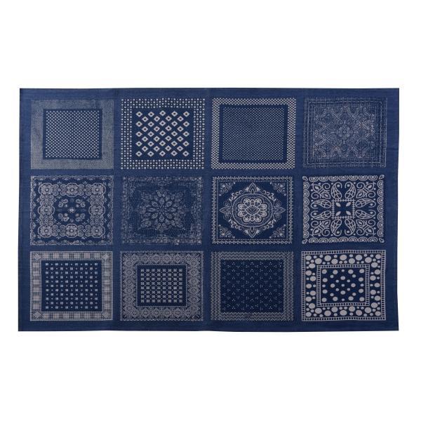 ラグ マット ブルー レッド 約W130×D190  azu-ttr-152の画像