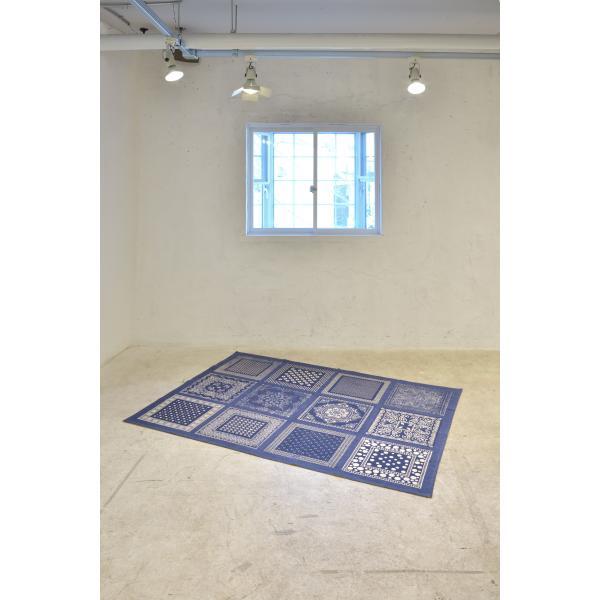 ラグ マット ブルー レッド 約W130×D190  azu-ttr-152の画像