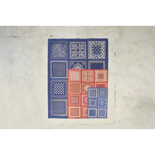 ラグ マット ブルー レッド 約W130×D190  azu-ttr-152の画像