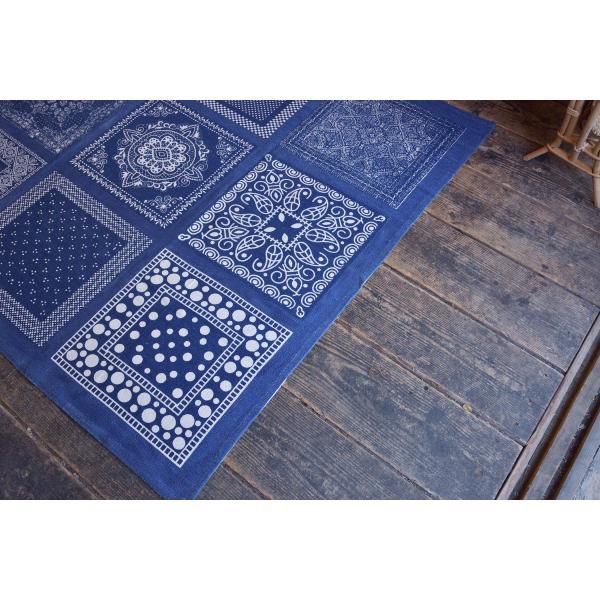 ラグ マット ブルー レッド 約W130×D190  azu-ttr-152の画像