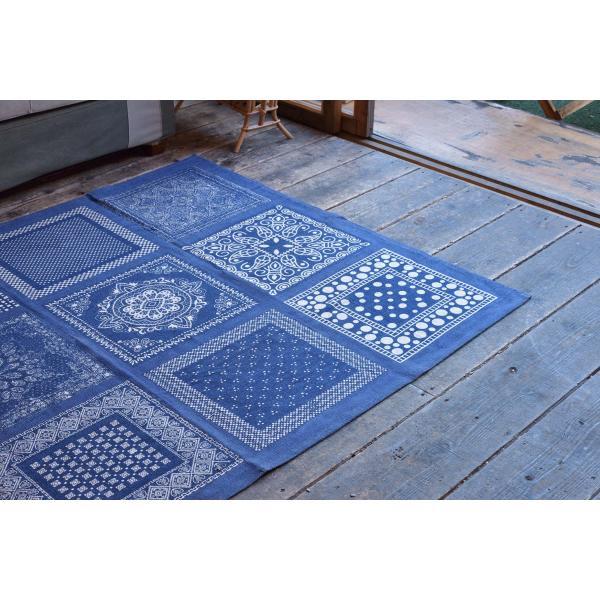 ラグ マット ブルー レッド 約W130×D190  azu-ttr-152の画像