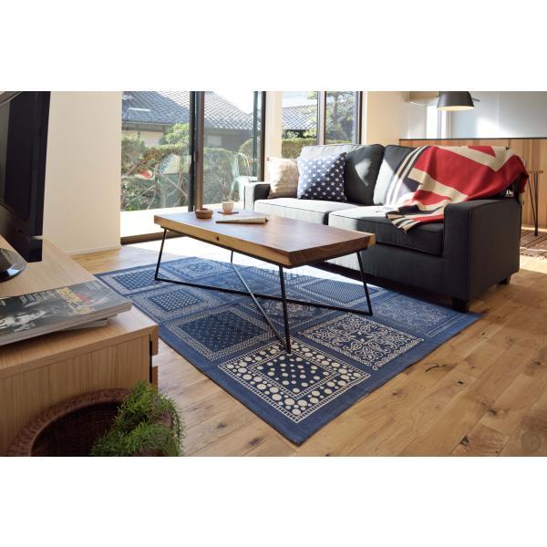 ラグ マット ブルー レッド 約W130×D190  azu-ttr-152の画像