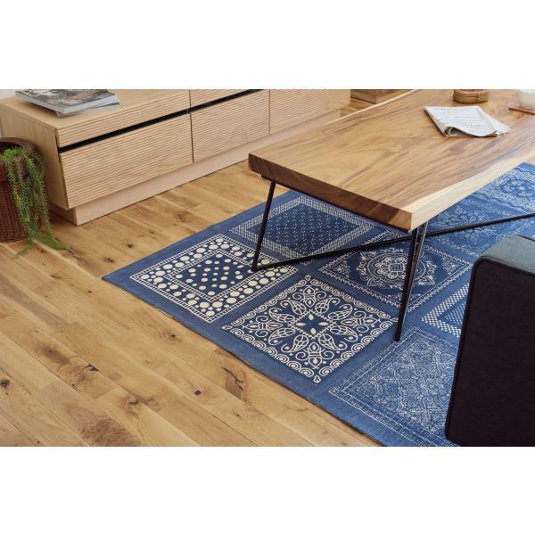 ラグ マット ブルー レッド 約W130×D190  azu-ttr-152の画像