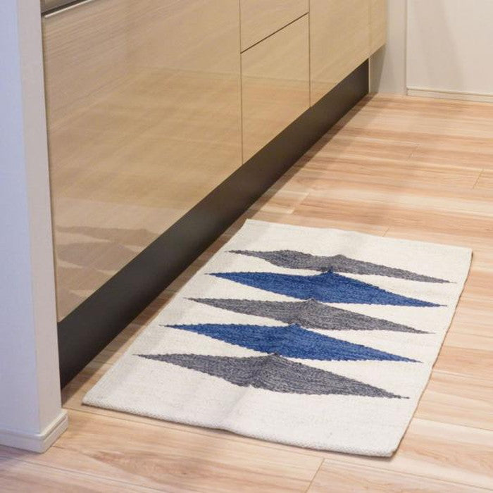 キッチンマット ブルー ブラウン 約W50×D80 キッチンマット キッチンラグ 50×80cm ラグマット マット コットン 洗える ウォッシャブル シンプル ナチュラル 北欧 ブルー ブラウン azu-ttr-178の画像