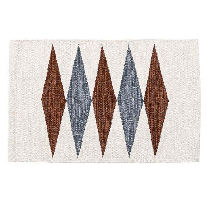 キッチンマット ブルー ブラウン 約W50×D80 キッチンマット キッチンラグ 50×80cm ラグマット マット コットン 洗える ウォッシャブル シンプル ナチュラル 北欧 ブルー ブラウン azu-ttr-178の画像