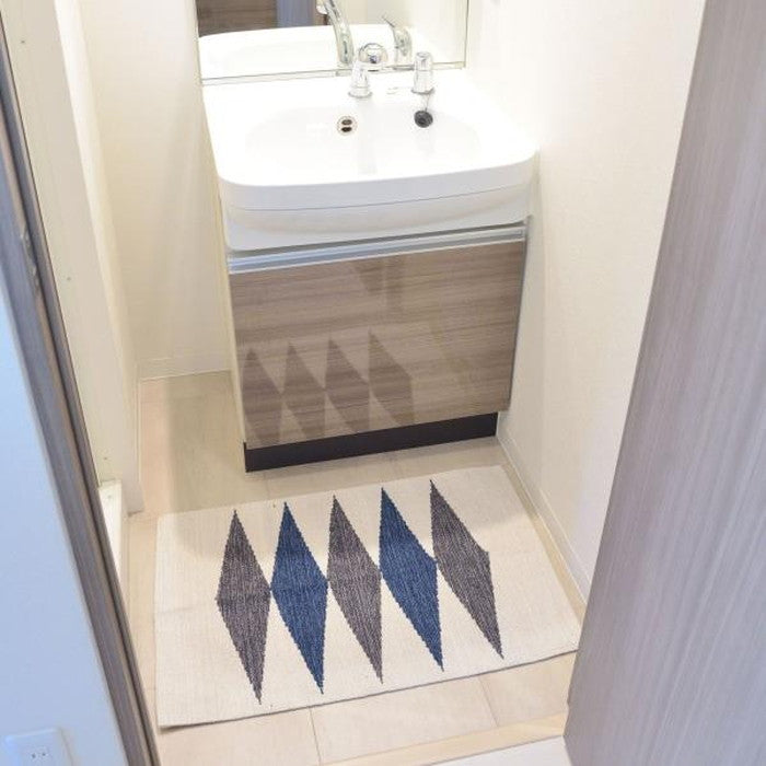 キッチンマット ブルー ブラウン 約W50×D80 キッチンマット キッチンラグ 50×80cm ラグマット マット コットン 洗える ウォッシャブル シンプル ナチュラル 北欧 ブルー ブラウン azu-ttr-178の画像