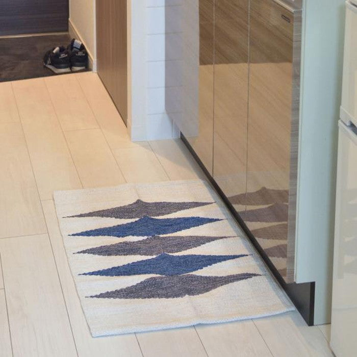 キッチンマット ブルー ブラウン 約W50×D80 キッチンマット キッチンラグ 50×80cm ラグマット マット コットン 洗える ウォッシャブル シンプル ナチュラル 北欧 ブルー ブラウン azu-ttr-178の画像