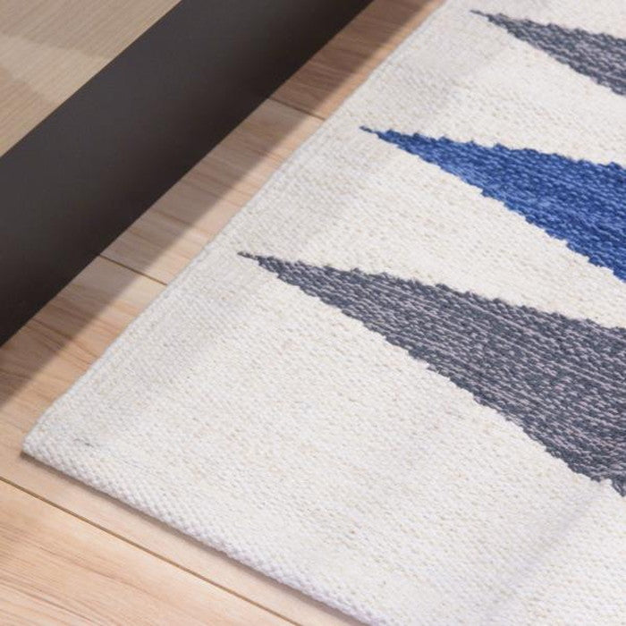 キッチンマット ブルー ブラウン 約W50×D80 キッチンマット キッチンラグ 50×80cm ラグマット マット コットン 洗える ウォッシャブル シンプル ナチュラル 北欧 ブルー ブラウン azu-ttr-178の画像