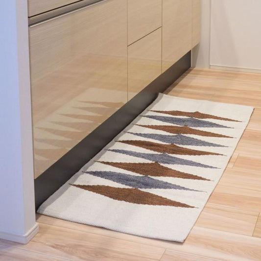 キッチンマット ブルー ブラウン 約W50×D120 キッチンマット キッチンラグ 50×120cm ラグマット マット コットン 洗える ウォッシャブル シンプル ナチュラル 北欧 ブルー ブラウン azu-ttr-179の画像