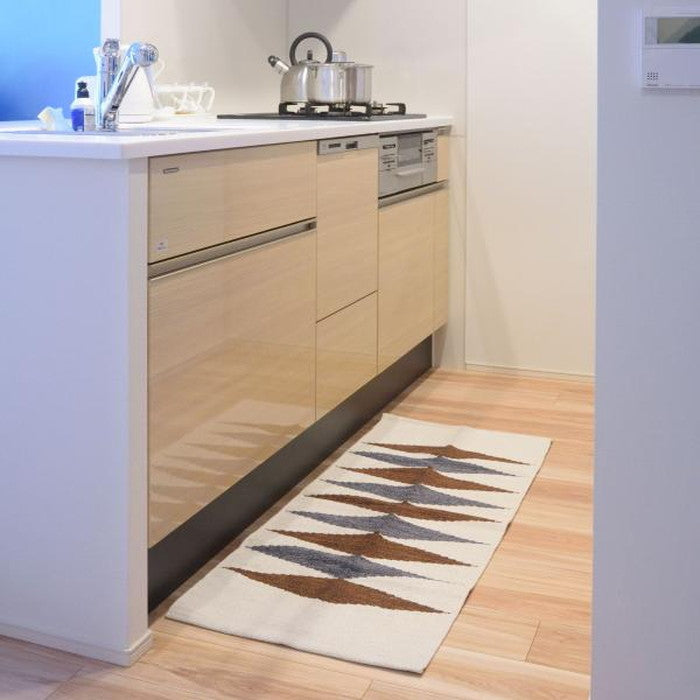 キッチンマット ブルー ブラウン 約W50×D120 キッチンマット キッチンラグ 50×120cm ラグマット マット コットン 洗える ウォッシャブル シンプル ナチュラル 北欧 ブルー ブラウン azu-ttr-179の画像