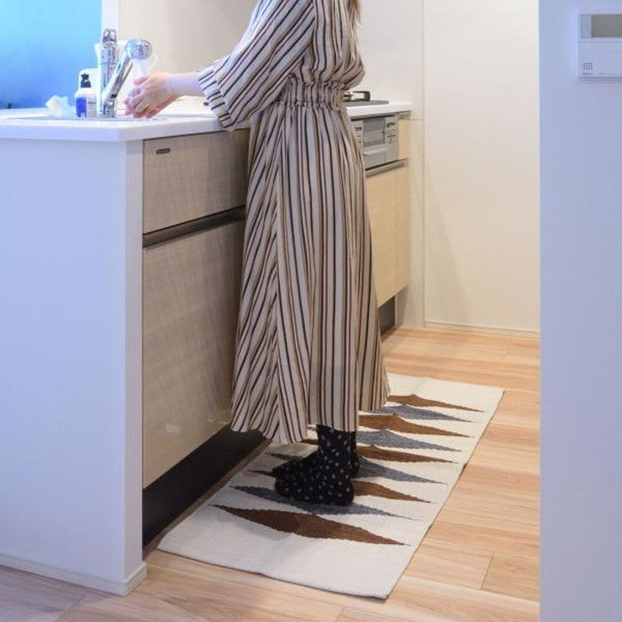 キッチンマット ブルー ブラウン 約W50×D120 キッチンマット キッチンラグ 50×120cm ラグマット マット コットン 洗える ウォッシャブル シンプル ナチュラル 北欧 ブルー ブラウン azu-ttr-179の画像