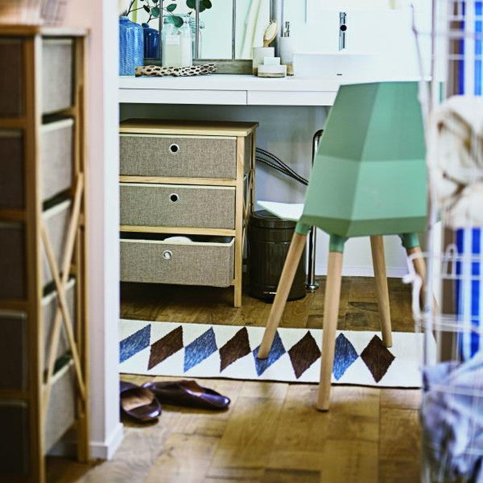 キッチンマット ブルー ブラウン 約W50×D120 キッチンマット キッチンラグ 50×120cm ラグマット マット コットン 洗える ウォッシャブル シンプル ナチュラル 北欧 ブルー ブラウン azu-ttr-179の画像