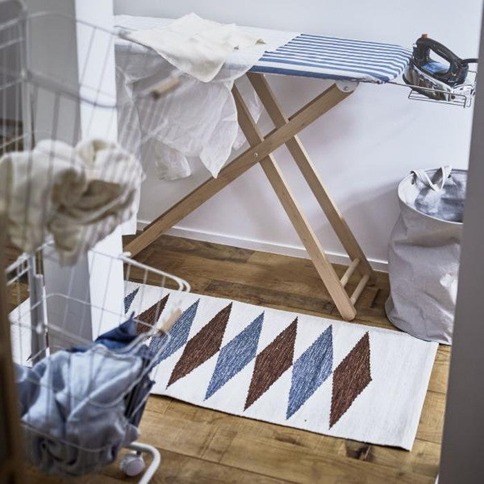 キッチンマット ブルー ブラウン 約W50×D120 キッチンマット キッチンラグ 50×120cm ラグマット マット コットン 洗える ウォッシャブル シンプル ナチュラル 北欧 ブルー ブラウン azu-ttr-179の画像