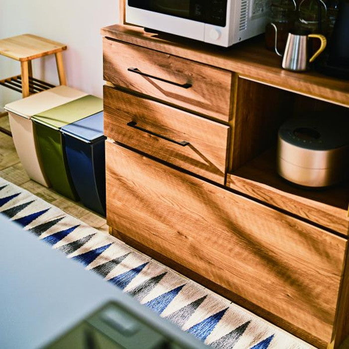 キッチンマット ブルー ブラウン 約W50×D240 キッチンマット キッチンラグ 50×240cm ラグマット マット コットン 洗える ウォッシャブル シンプル ナチュラル 北欧 ブルー ブラウン azu-ttr-181の画像