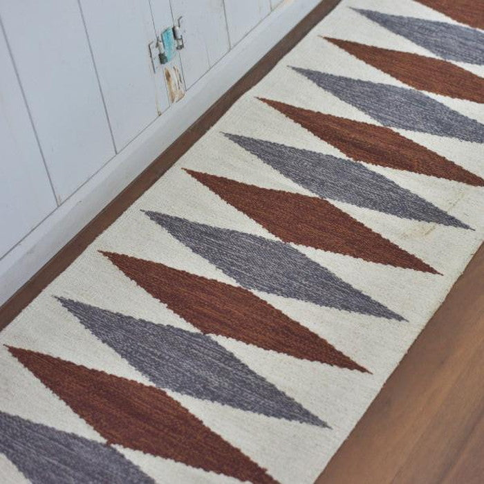 キッチンマット ブルー ブラウン 約W50×D240 キッチンマット キッチンラグ 50×240cm ラグマット マット コットン 洗える ウォッシャブル シンプル ナチュラル 北欧 ブルー ブラウン azu-ttr-181の画像