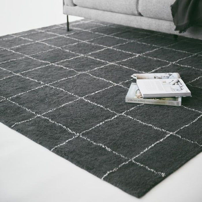 ラグ マット グレー アイボリー 約W170×D230 マット  azu-ttr-184の画像