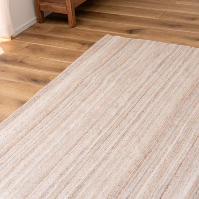 ラグ マット ベージュ ブラウン W170×D230 マット ラグ カーペット 絨毯 長方形 四角 170 230 リビング 寝室 シンプル おしゃれ ベージュ 混色 ストライプ 手織り オールシーズン ナチュラル 北欧 モダン azu-ttr-202の画像