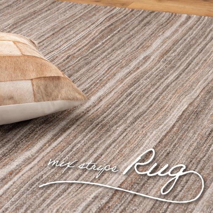 ラグ マット ベージュ ブラウン W170×D230 マット ラグ カーペット 絨毯 長方形 四角 170 230 リビング 寝室 シンプル おしゃれ ベージュ 混色 ストライプ 手織り オールシーズン ナチュラル 北欧 モダン azu-ttr-202の画像