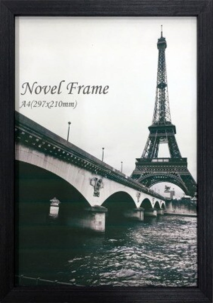 額縁 木製シンプルデザイン Novel Frame Black A4 233x320x32mm A4サイズ ブラック 320x223x32mm FNV-62537 bic-11112021s1