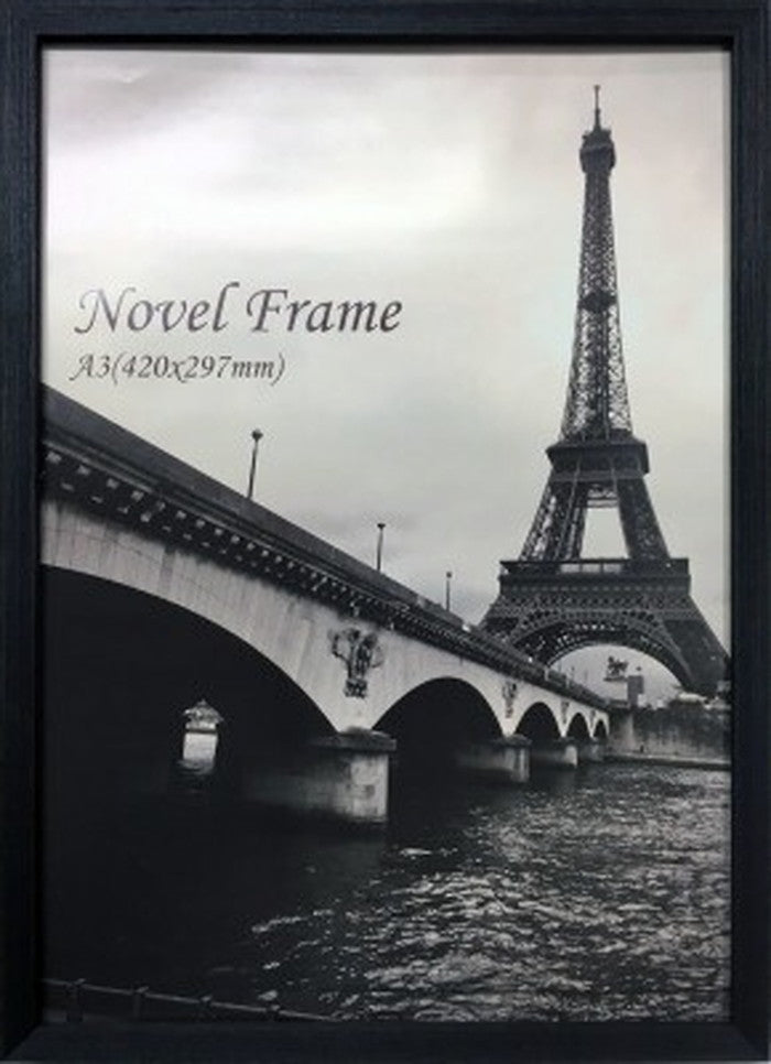 額縁 木製シンプルデザイン Novel Frame Black A3 320x443x32mm A3サイズ ブラック 443x320x32mm FNV-62545 bic-11112029s1